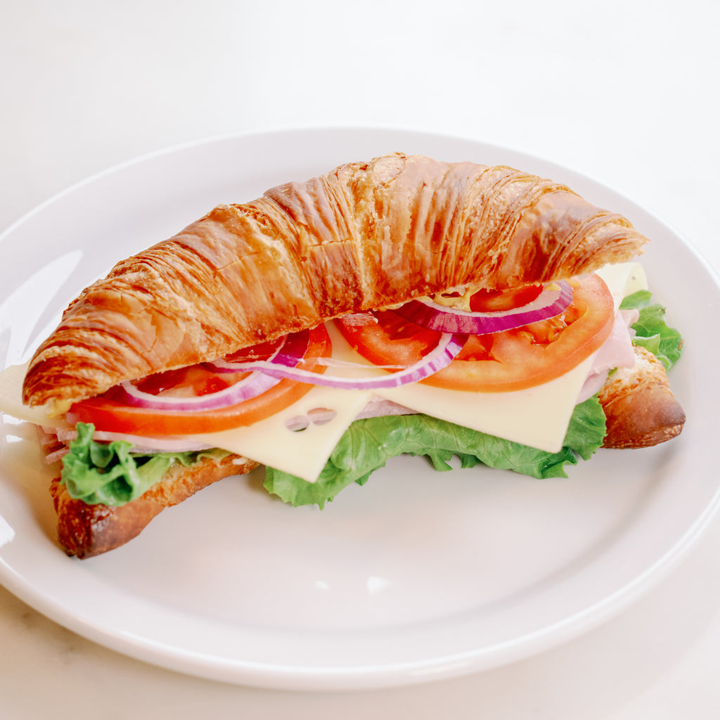 Ham and swiss croissant sandwich